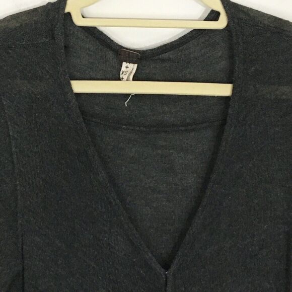 Free People Miss Rose Draped Front Jersey Knit Blouse Dark Grey Heather Wrap XS - Picture 6 of 16